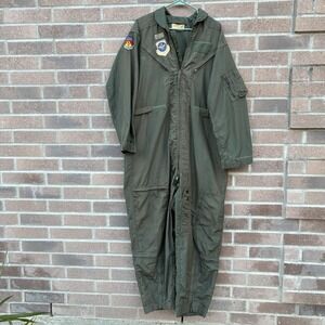 Vintage‎ Military Flight Suit 46R Sage Vietnam Era  CWU-27/P 10000 Hours Patches